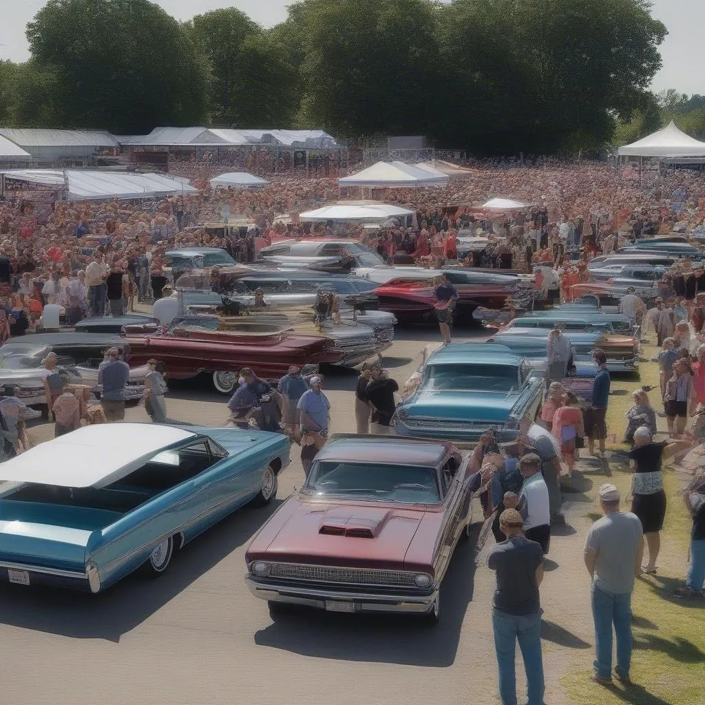 crowd at a car show